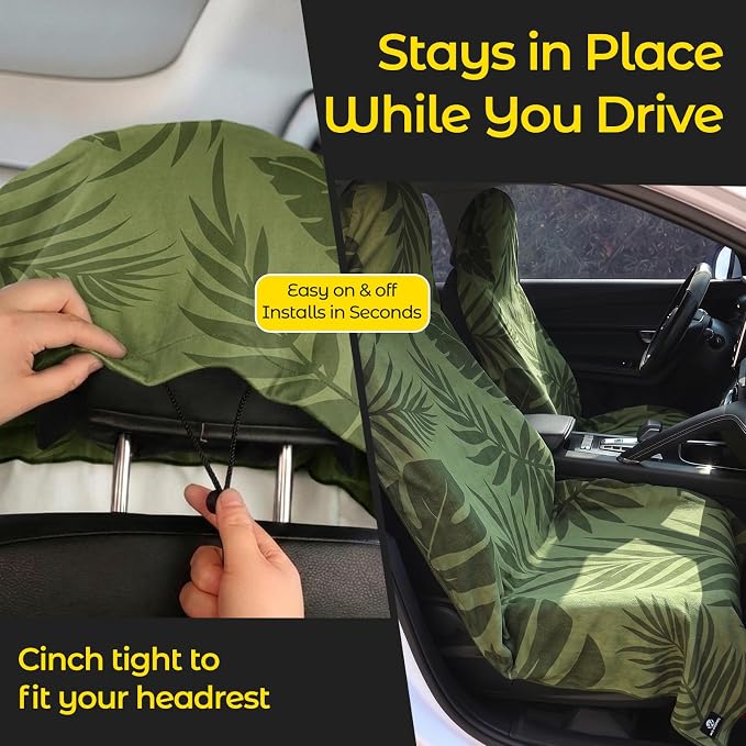 Car Seat Towel Cover, Full-Sized, Sweat Absorbing Towel for Gym - 2 Pack | Washable quick-dry towel cover protects front seats from sweat and water after gym, workout, running, beach and swimming - Image 4