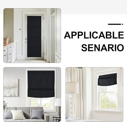 NICETOWN Black Magnetic Door Roman Shade for French Glass Window | Thermal Insulated, French Front Door Window Covering, Roman Roll Up Shade for Patio Glass, 27 x 72 inch Long, 1 Panel - Image 8