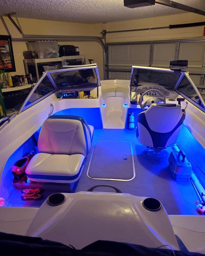 YM E-Bright Led Strip Lights for Cars Boat Motorcycle Golf Cart Interior Exterior Cuttable Underwater Marine Lighting IP68 Waterproof 24inch 60CM 72SMD 12v,Blue(Pack of 4) - Image 7