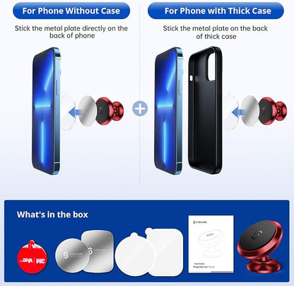 SYNCWIRE Magnetic Car Phone Holder for Dashboard, 360° Adjustable Strong Magnets Cell Phone Car Mount Compatible with iPhone, Samsung, Android - Red | 360° Rotation, Strong Magnets, Reliable Adhesive, All Metal Car Mount Compatible with iPhone, Samsung... - Image 6