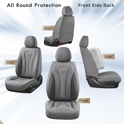 Coverado Seat Covers, Car Seat Covers Front Seats, Gray Car Seat Cover, Waterproof Car Seat Covers, Car Seat Cushion, Front Car Seat Covers Leatherette Car Seat Protector Universal Fit Most Cars - Image 2