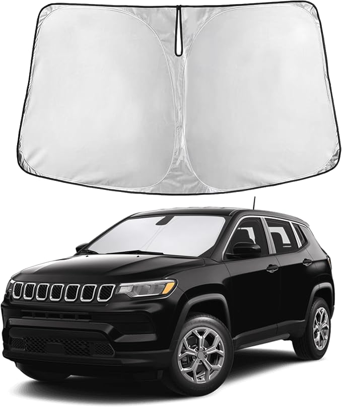Autovir Windshield Sun Shade Fit for 2017-2023 2024 2025 Jeep Compass | Sunshade, Front Car Window Shades Sun Visor, Blocks UV Rays & Heat, Car Accessories by Autovir