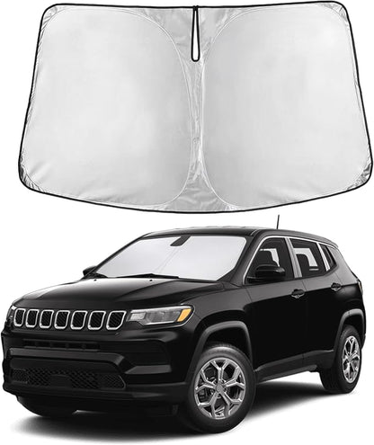 Autovir Windshield Sun Shade Fit for 2017-2023 2024 2025 Jeep Compass | Sunshade, Front Car Window Shades Sun Visor, Blocks UV Rays & Heat, Car Accessories by Autovir