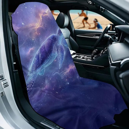 Car Seat Towel Cover After Gym Galaxy Sea Turtle Print Car Seat Hoodie Towel with Storage Bag Quick-Dry Sweat Towels for Gym Workout, Running, Swimming, Beach and Hiking - Image 2