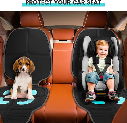 HEYTRIP Car Seat Protector for Children, 2 Pack, Waterproof | Rear-Facing/Forward-Facing, Fits 0-12 Years and Most Car Seats, Easy Cleanup, Non-Slip, Black Blue - Image 2