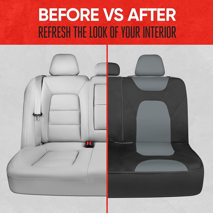 Motor Trend AquaShield Waterproof Gray Rear Split Bench Seat Covers for Trucks Rear Seat Cover Only - Black Car Seat Covers, Back Seat Cover Only - Durable Neoprene Spill Resistant for Kids & Dogs - Image 7