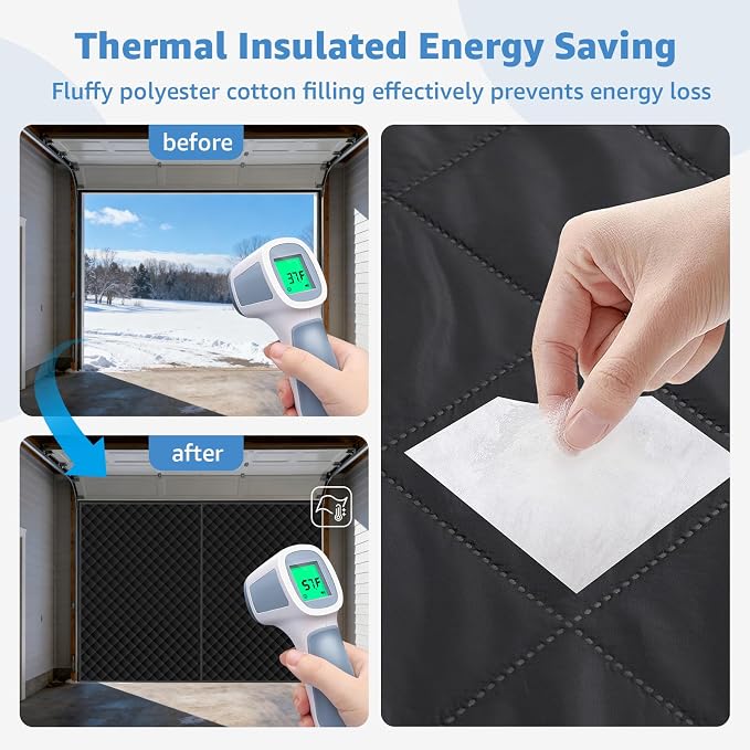 Garage Door Screen for Winter,Thermal Garage Door Insulation Kit, Magnetic Thermal Insulated Garage Cover Curtain, Garage Privacy Screen Blackout, Weatherproof Soundproof(10 x 8Ft) - Image 3