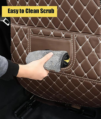 Leatherette Car Seat Protector - 2 Pack Large Car Kick Mats with Storage Organizer Seat Back Cover Against Dirty Shoes & Scratches, Universal Fit for Most Vehicles (Coffee) - Image 5