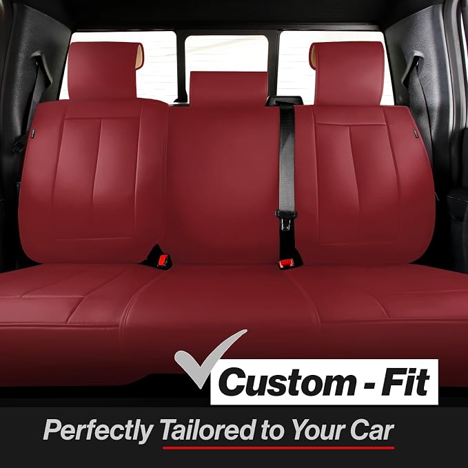 Coverland Custom SUV Car Seat Covers for 2009-2018 Subaru Forester | Premium Waterproof Faux Leather Non-Slip Memory Foam Airbag Compatible Custom Fit Interior Protector [Rear Seat-Wine Red] - Image 2