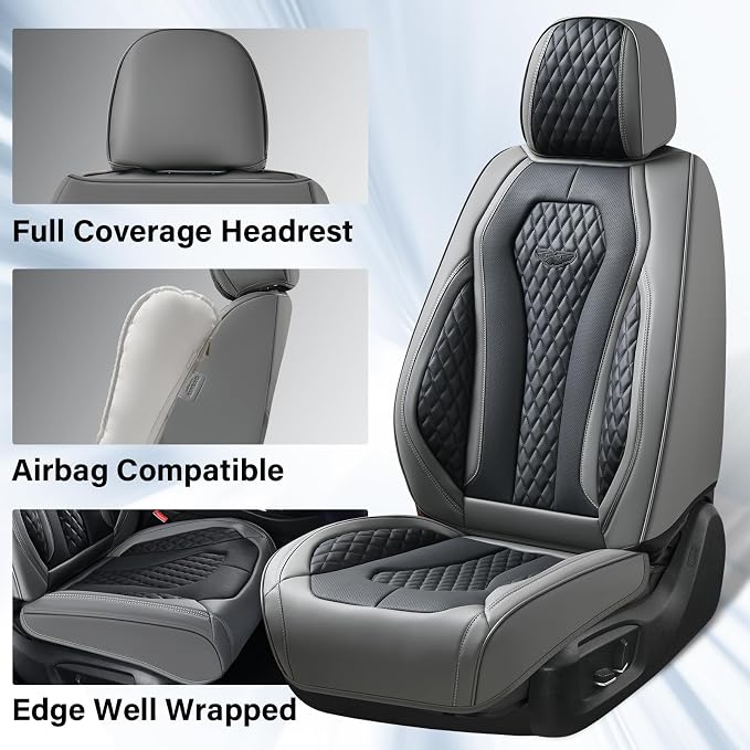 Coverado Car Seat Covers Full Set, Black Seat Covers, Automotive Car Seat Cover, Car Seat Cushion, Car Seat Covers Front Seats Back Seat Covers, Car Seat Protector Universal Fit Most Cars - Image 2