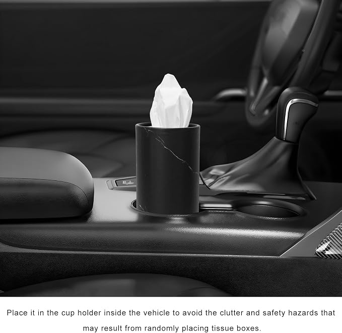 4 PCS Car Tissue Holder, Refillable Auto Cup Holder Napkin Tube Container with Facial Tissues, Portable Tissue Cylinder Box Paper Towel Organizer for Vehicle Office Home (Black) - Image 5