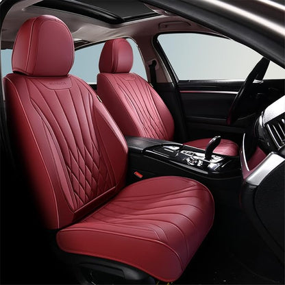 FLORICH Car Seat Covers Full Set, Luxury Seat Covers with 5 Seats, Waterproof Seat Protector Car Accessories Fit for Most Sedans SUV Pick-up Truck - Red - Image 2