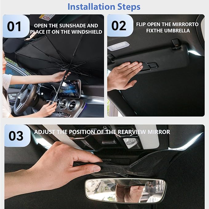 Sedan SUV Car Sun Shade for Windshield, Blocks UV Rays & Sun Heat | 2026 Upgraded, Foldable Windshield Sun Shade, Sun Visor Protector, Keep Car Cool, Easy to Use/Store, 57''x 30'' - Image 7