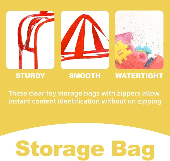 Clear Storage Bag with Zipper - Organizing Bag with Handles(3 colors,Small) | Perfect for Building Blocks, Puzzles, Books, Board Games, Portable Travel and Home Organizer - Image 4