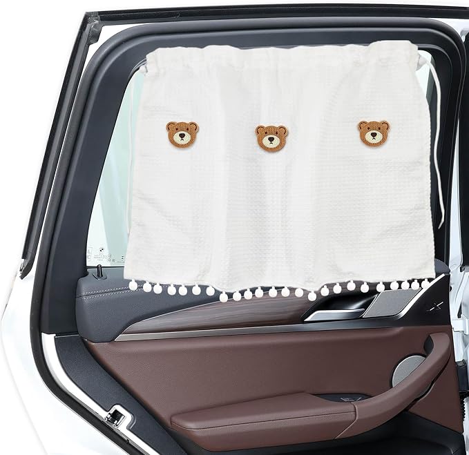 Car Side Window Sun Shade Privacy Curtain for Baby, Suction Cup Window Shade, 25"x18" Car Cartoon Sunshade Protector Heat Blocker Cover, Privacy Curtain for Kids Women (Three Bears) by Unknown