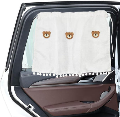 Car Side Window Sun Shade Privacy Curtain for Baby, Suction Cup Window Shade, 25"x18" Car Cartoon Sunshade Protector Heat Blocker Cover, Privacy Curtain for Kids Women (Three Bears) by Unknown