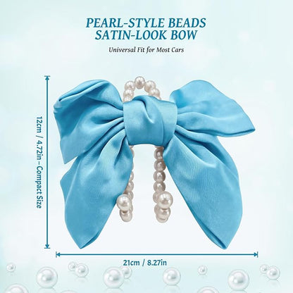 2 PCS Bow Pearl Car Seat Headrest Hook – Cute Purse Hook for Car, Girly Interior Decoration Accessories Hook Hanger, Seatback Holder for Purses & Bags, Elegant Car Organizer (Sky Blue) - Image 2