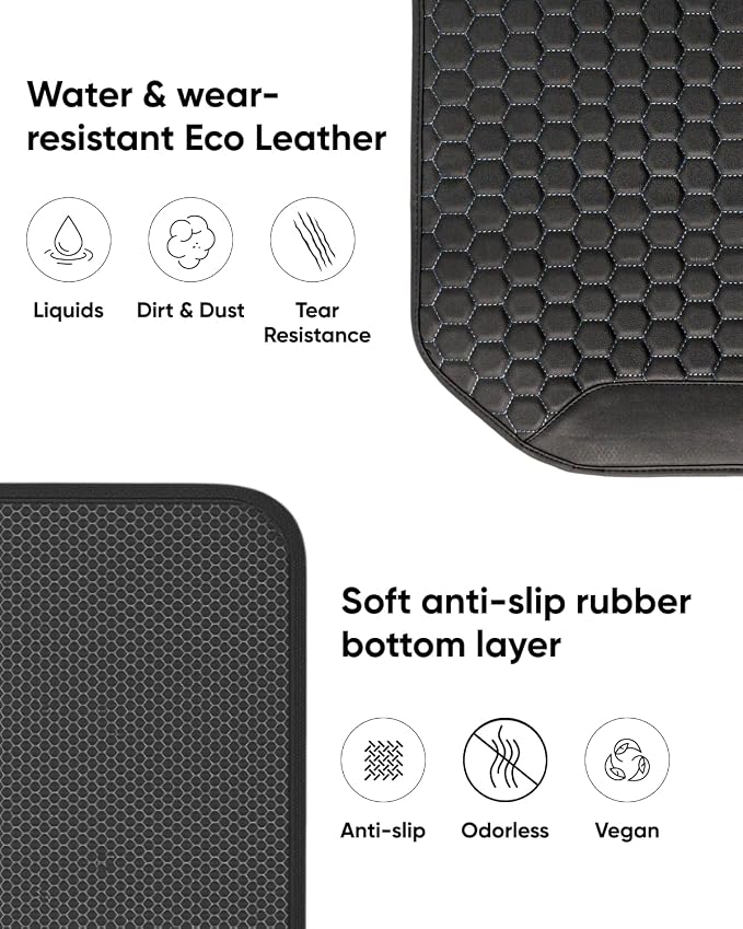 Kick Mat Back Seat Protector - Car Back Seat Cover for Kids Feet - Waterproof & Sturdy Protector for Upholstery from Dirt, Mud, Scratches and Stain (Black Set) - Image 6