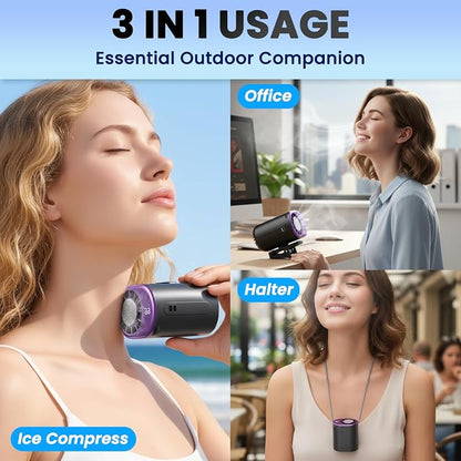 2026 Car Clip on Fan Air Conditioner with Led Display - 360° Rotation Stroller Mini Clip Fan Portable Personal Clip-On Air Conditioner for Shirt Silent Rechargeable Exhaust for Kitchen (Purple) - Image 5