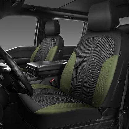 CAR PASS Waterproof Car Seat Covers Front Seats Covers Neoprene Wetsuit, All-Weather Non-Slip Durable,Universal Fit for SUV Sedans Trucks Vans Automotive,Armrest Airbag Compatible,Emboss 2 Black Green - Image 2