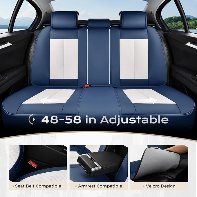 Coverado Car Seat Covers, Seat Covers for Cars, Waterproof Leather Auto Seat Protectors, Leather Car Seat Cushion, Car Interiors Accessories Universal Fit for Most Cars - Image 5