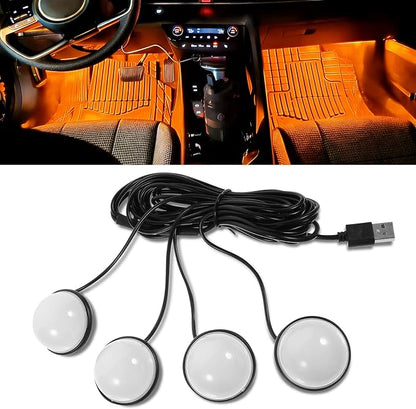 Car Interior LED Lights, Ambient Lighting Car Interior, Automotive Ambient Neon Light Kit with USB Port, Auto Accessories 4 in 1 Automotive Decoration Lighting for RV, Truck, Sedan (Orange) by Unknown