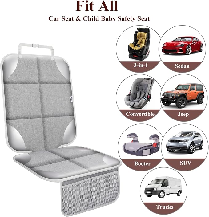 Meolsaek Car Seat Protector for Child Car Seat，Non-Slip Backing No Imprints | Durable Car Seat Mat 600D Fabric, Waterproof Car Seat Cover with Thick Pad - Image 7