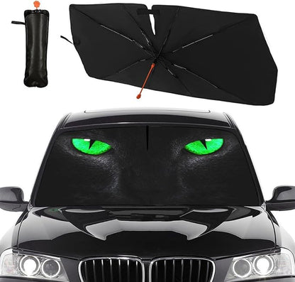 Socira Cat Eyes Car Windshield Sun Shade Umbrella Style Sunshade Funny | Block UV Rays Sun Visor Protector Auto Windshield Sunshade to Keep Vehicle Cool for Cars Trucks & Suvs 57 X 30 in by Socira