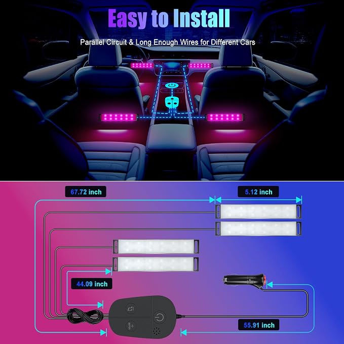 Honalia Car Lights Interior, LED Lights for Car Interior with APP Control | Smart Truck Inside Lights with DIY and Music Mode,Car Ambient Lighting for Truck SUV Jeep Man Woman,DC 12V - Image 6
