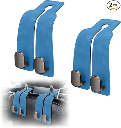 Car Seat Headrest Storage Hooks - 2 Pack Dual Hangers Design Organization Accessories, Car Interior Gadgets to Add Extra Holder and Hook for Purses,Bags,Coat and Handbag by Flimjibg