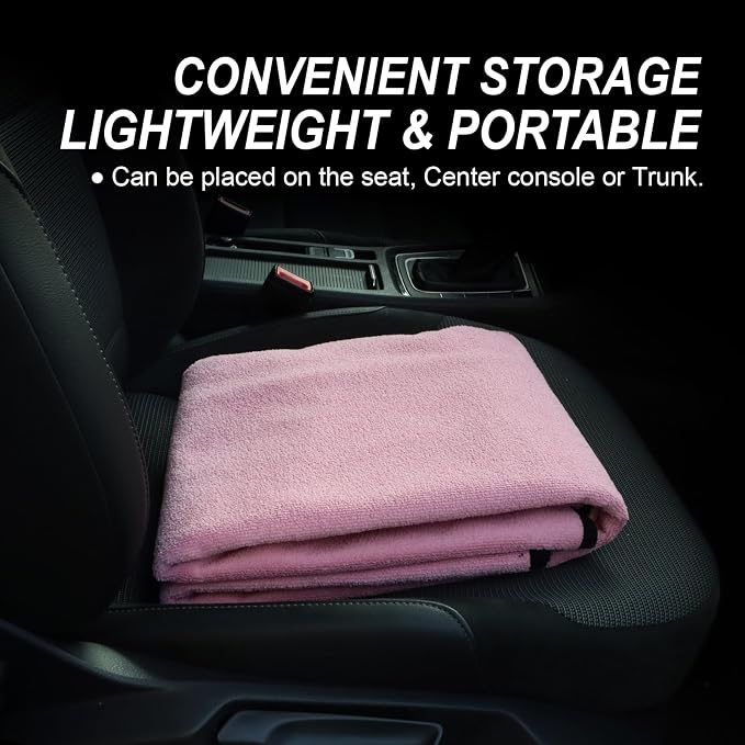 Sweat Towel Car Seat Cover Protector Front Seats for Gym Workout, Running, Swimming, Beach and Hiking, Waterproof Universal Seat Cover for Car, Trucks, Van & SUV (1, Pure Pink, Rear Seat) - Image 6