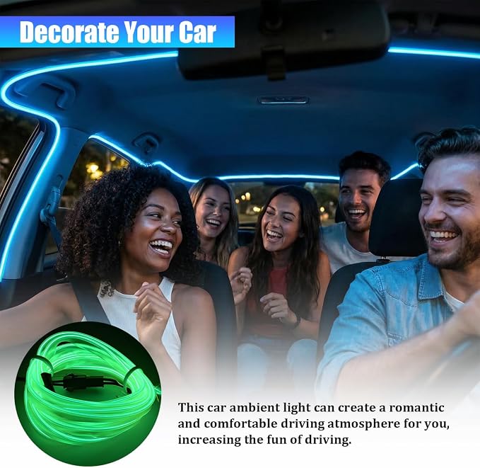 Car LED Strip Lights, 9.84FT 5V Waterproof Flexible Vehicle Ambient Lighting Kits with USB Port, Automotive Lamp Strips Decorations, Universal for SUV Automobile Truck (Fluorescent Green) - Image 5