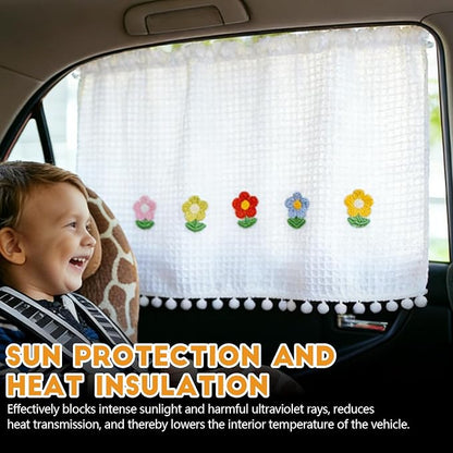 Wuyaoyao 2PCS Car Window Curtains, Cute Blockout Car Side Window Shade Privacy Curtains for Baby with Suction Cups, Vehicle Sun Shade Blocker for Windows, UV Protection & Glare Shield (Sunflowers) - Image 4