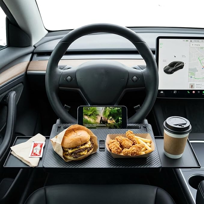 Car Steering Wheel Tray for Eating Food, Adjustable Car Laptop Desk Table Fits 16" Laptop and Steering Wheel Cover with Dual Panels, Ideal for Cars, SUV, EV Parked Charging - Image 8