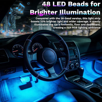 BFXM Car Interior Lights, 48LED Lights Strip with USB Adapter | LED Lights for Car, Car Ambient Lighting, App & Remote Control Music Sync Color Change Lights for Truck Car Decor - Image 5