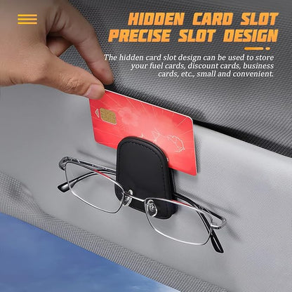 AICEL Sunglasses Holders for Car Sun Visor, Leather Magnetic Clip, Coffee | Leather Eyeglasses Hanger Mounter, Magnetic Glasses Holder and Ticket Card Clip, Car Accessories, Universal Fit - Image 3