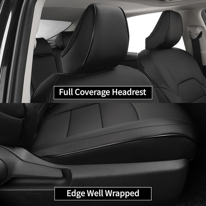 EKR Car Seat Covers for Toyota Camry 2018-2024 (Hybrid),Full Set | Custom Fit for Toyota Camry LE/SE 2018-2024 & SE Nightshade/Nightshade 2022-2024-Faux Leather(Black) - Image 2