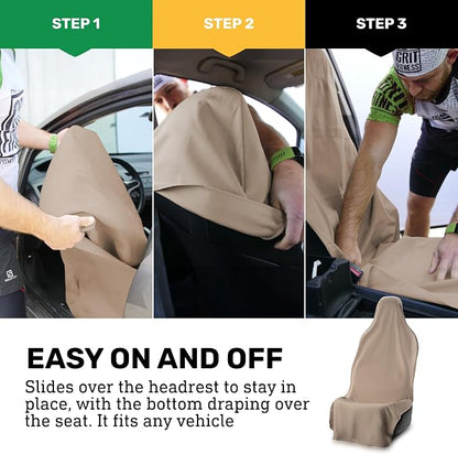 UltraSport Tan Front Seat Cover - Waterproof Car Seat Protector, Universal Fit, Washable, Soft Microfiber, Anti-Stink, Comfortable, Easy to Install - Image 7