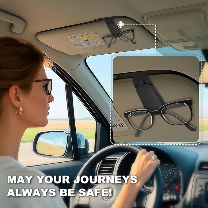 Teraves 2 Pack Sunglass Holder for Car Visor, Magnetic, Easy to Hold | Premium Leather Sunglasses Visor Clip, Auto Interior Accessories Universal for Different Size Glasses and Eyeglasses, Black - Image 7