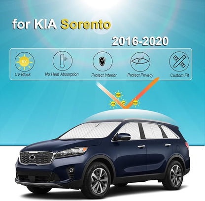 KMF 8pcs Thicken Sun Shades for Kia Sorento 2016-2020 Accessories, Custom Fit Full Car Window Covers Sunshade for Windshield Side Rear, UV Block and Blackout Privacy for Car Camping Outdoor - Image 5