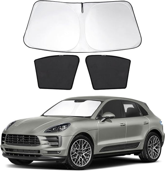 3PCS Car Window Shades Front Windshield Sun Shade Foldable Window Shade Custom Fit for 2014-2019 Porsche Ma-can Accessories Car Shades for Front Windows Anti-UV Rays Block Heat by FannycCargoCover