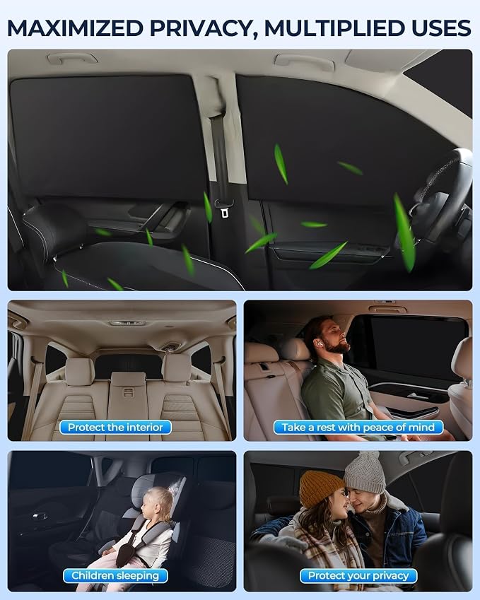 for Ford F150 4Door 2021-2025 Car Window Shades, 6Pcs Full Window Covers | Privacy Sun Shade Set for Front Windshield Side and Rear Windows, Keeps Vehicle Cool for Camping Napping - Image 5