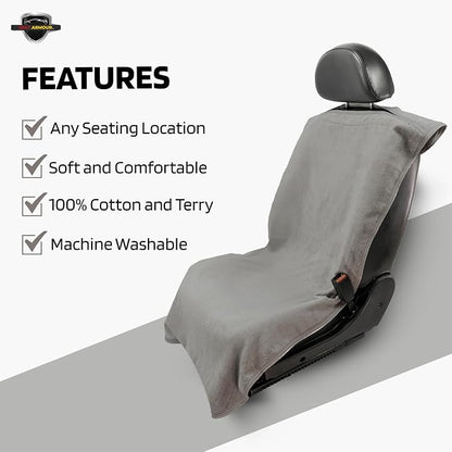Seat Armour Gray Car Seat Towel Cover – Soft, Machine Washable & Absorbent Seat Protector – Quick Install, Multipurpose Vehicle Seat Cover for Workout, Beach, Travel – Universal Fit - Image 3