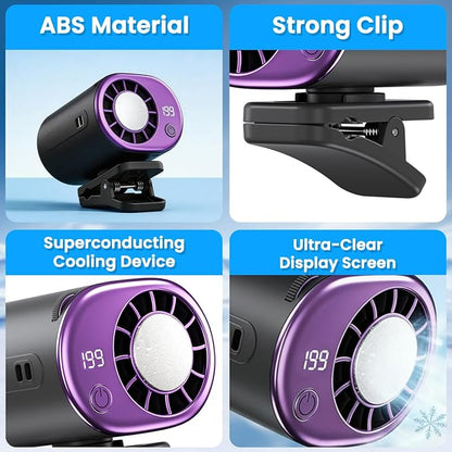 2026 Car Clip on Fan Air Conditioner with Led Display (White) | Mini Clip Fan Portable Personal Clip-On Air Conditioner for Shirt Silent Rechargeable Exhaust for Kitchen - Image 6