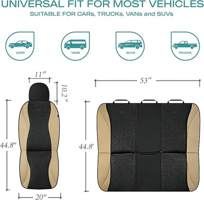 Skechers Car Seat Covers,Leather Seat Covers with GOGA Mat Technology,Waterproof Car Seat Covers Full Sets,Airbag Compatible,Comfort Universal Fit for Most Cars,Vans,Trucks,SUVs,Beige - Image 6
