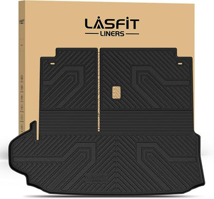 LASFIT Cargo & Backrest Mats for Toyota Highlander 2026-2020 7 & 8 Seats | Fit Without Subwoofer, All Weather TPE Custom Fit Cargo Liner, Full Coverage Cargo Mats by LASFIT