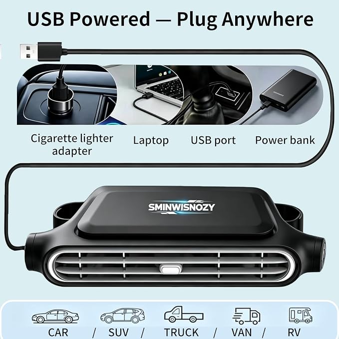 Cars seat fan with battery.with seat back cooling airflow for drivers | 3-speed quiet rear seat fan for passengers infants, children, dogs. bladeless safety design, fit for SUV Truck Van RV - Image 8