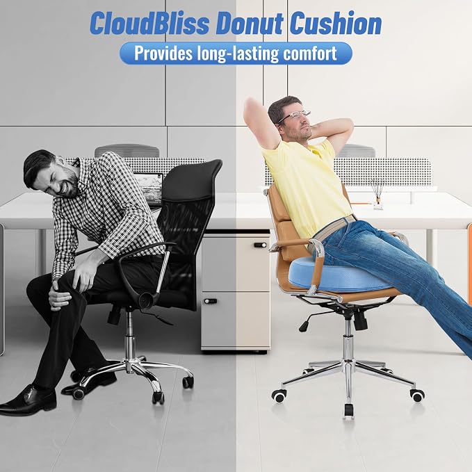 CloudBliss Donut Pillow Stadium Seat Cushion for Tailbone Pain Relief and Hemorrhoids, Memory Foam Seat Chair Cushion, Portable Seat Cushions for Bleachers, Car, Home & Office - Image 4