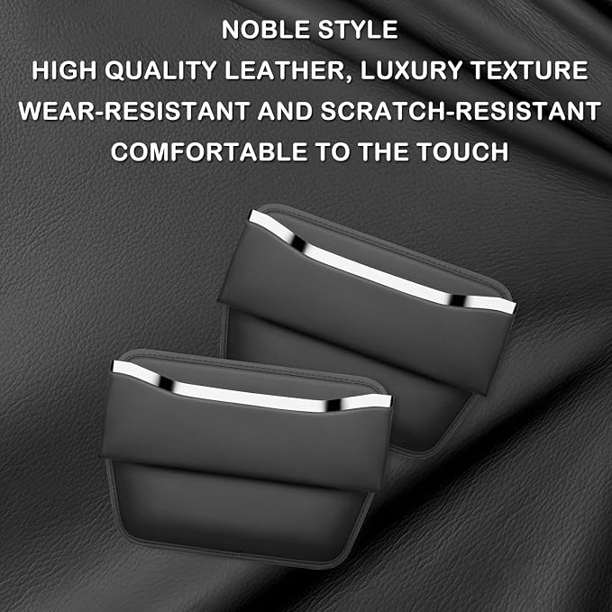 HOLDCY Car Seat Gap Filler Organizer - Leather Console Side Pocket Seat Storage - Stylish and Practical Car Accessories for Cars,SUV,Truck (Black - 2 Pack) - Image 4