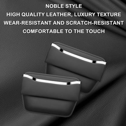 HOLDCY Car Seat Gap Filler Organizer - Leather Console Side Pocket Seat Storage - Stylish and Practical Car Accessories for Cars,SUV,Truck (Black - 2 Pack) - Image 4